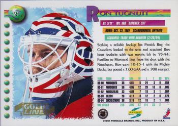 1994-95 Score - Gold Line #21 Ron Tugnutt Back