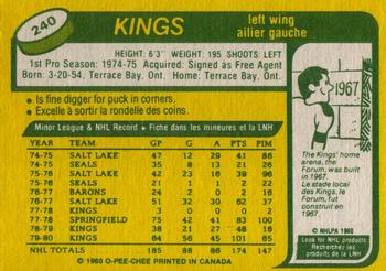 1980-81 O-Pee-Chee #240 Charlie Simmer Back