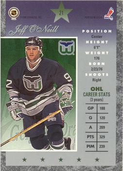 1995-96 Donruss Elite - Die Cuts Uncut #21 Jeff O'Neill Back