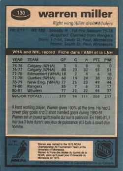 1981-82 O-Pee-Chee #130 Warren Miller Back