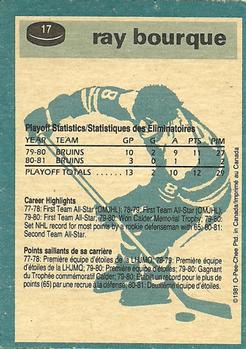 1981-82 O-Pee-Chee #17 Ray Bourque Back