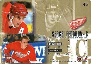 1995-96 Ultra - Gold Medallion #45 Sergei Fedorov Back