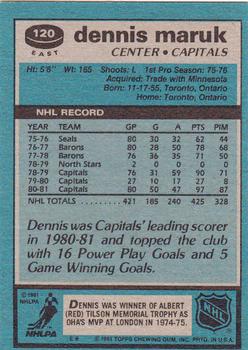 1981-82 Topps #E120 Dennis Maruk Back