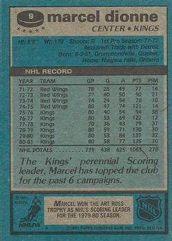 1981-82 Topps #9 Marcel Dionne Back