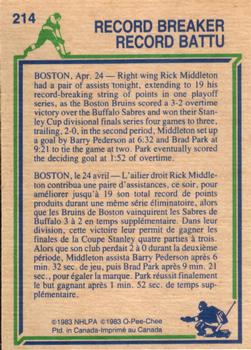 1983-84 O-Pee-Chee #214 Rick Middleton Back