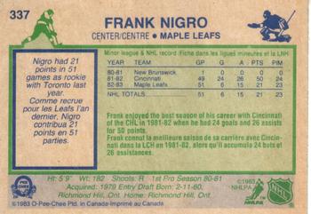 1983-84 O-Pee-Chee #337 Frank Nigro Back