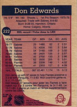 1984-85 O-Pee-Chee #222 Don Edwards Back