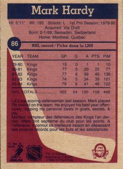 1984-85 O-Pee-Chee #86 Mark Hardy Back