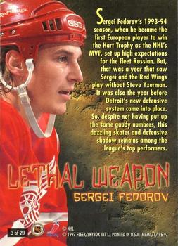 1996-97 Metal Universe - Lethal Weapons Super Power #3 Sergei Fedorov Back