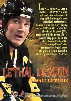 1996-97 Metal Universe - Lethal Weapons Super Power #11 Mario Lemieux Back