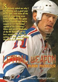 1996-97 Metal Universe - Lethal Weapons Super Power #13 Mark Messier Back