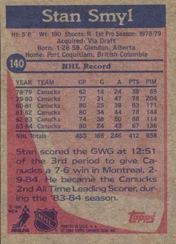 1984-85 Topps #140 Stan Smyl Back