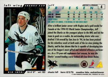 1996-97 Score - Artist's Proofs #4 Jeff Friesen Back