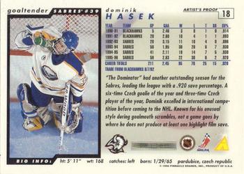 1996-97 Score - Artist's Proofs #18 Dominik Hasek Back