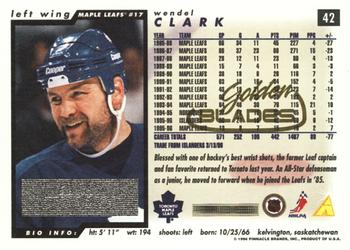 1996-97 Score - Golden Blades #42 Wendel Clark Back