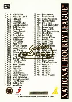 1996-97 Score - Golden Blades #274 Checklist: 211-275 Back