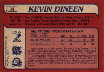 1985-86 O-Pee-Chee #34 Kevin Dineen Back