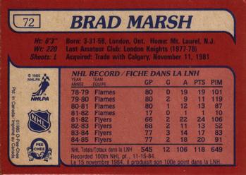 1985-86 O-Pee-Chee #72 Brad Marsh Back