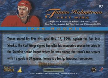 1996-97 Select Certified - Mirror Gold #97 Tomas Holmstrom Back