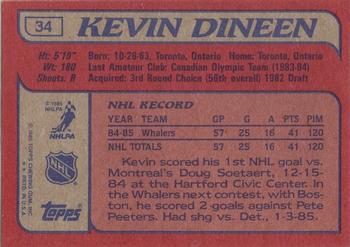 1985-86 Topps #34 Kevin Dineen Back