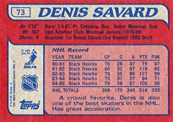1985-86 Topps #73 Denis Savard Back