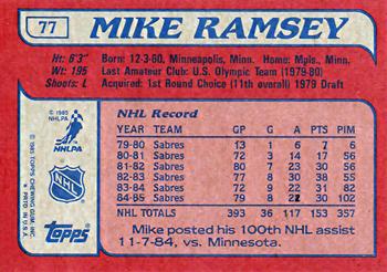 1985-86 Topps #77 Mike Ramsey Back