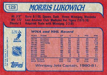 1985-86 Topps #129 Morris Lukowich Back