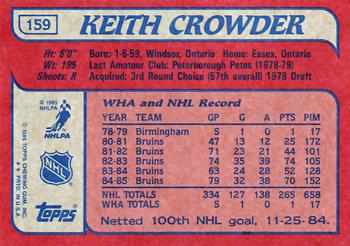 1985-86 Topps #159 Keith Crowder Back