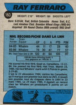 1986-87 O-Pee-Chee #160 Ray Ferraro Back