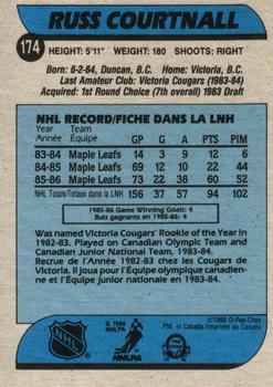 1986-87 O-Pee-Chee #174 Russ Courtnall Back