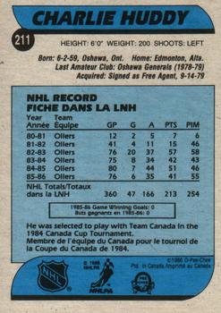 1986-87 O-Pee-Chee #211 Charlie Huddy Back