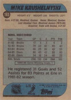 1986-87 Topps #193 Mike Krushelnyski Back