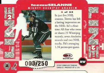 1997-98 Donruss - Line 2 Line Die Cut #2 Teemu Selanne Back