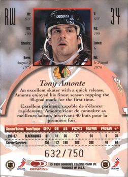 1997-98 Donruss Canadian Ice - Provincial Series #34 Tony Amonte Back