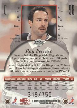 1997-98 Donruss Canadian Ice - Provincial Series #98 Ray Ferraro Back