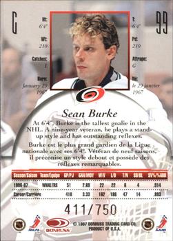 1997-98 Donruss Canadian Ice - Provincial Series #99 Sean Burke Back