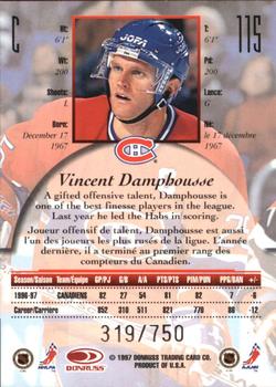 1997-98 Donruss Canadian Ice - Provincial Series #115 Vincent Damphousse Back