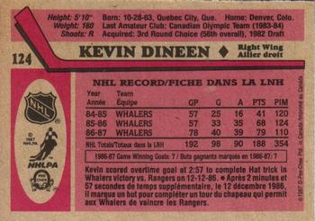 1987-88 O-Pee-Chee #124 Kevin Dineen Back