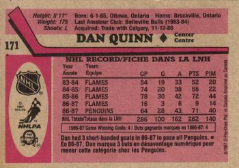 1987-88 O-Pee-Chee #171 Dan Quinn Back