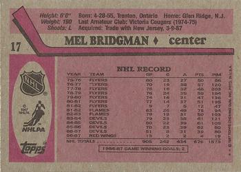 1987-88 Topps #17 Mel Bridgman Back