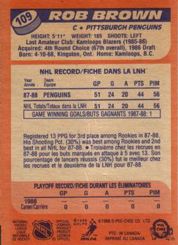 1988-89 O-Pee-Chee #109 Rob Brown Back