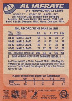 1988-89 O-Pee-Chee #71 Al Iafrate Back