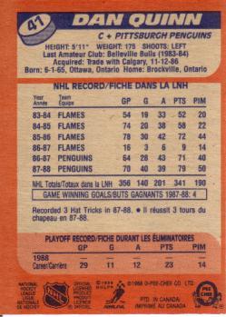 1988-89 O-Pee-Chee #41 Dan Quinn Back