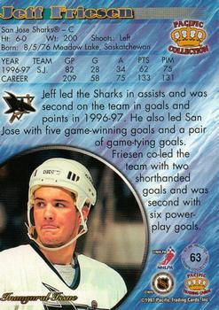 1997-98 Pacific Crown Collection - Ice Blue #63 Jeff Friesen Back