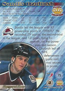 1997-98 Pacific Crown Collection - Ice Blue #75 Sandis Ozolinsh Back
