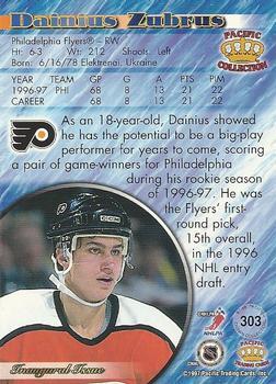 1997-98 Pacific Crown Collection - Ice Blue #303 Dainius Zubrus Back