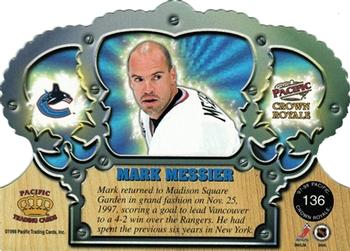 1997-98 Pacific Crown Royale - Silver #136 Mark Messier Back