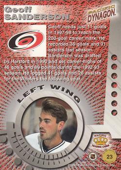 1997-98 Pacific Dynagon - Copper #23 Geoff Sanderson Back