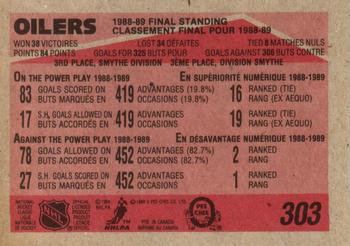 1989-90 O-Pee-Chee #303 Edmonton Oilers Back