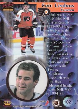 1997-98 Pacific Invincible - Silver #102 Eric Lindros Back